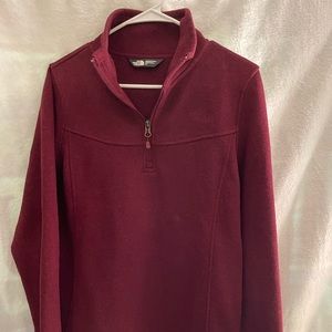 Red North face sweater